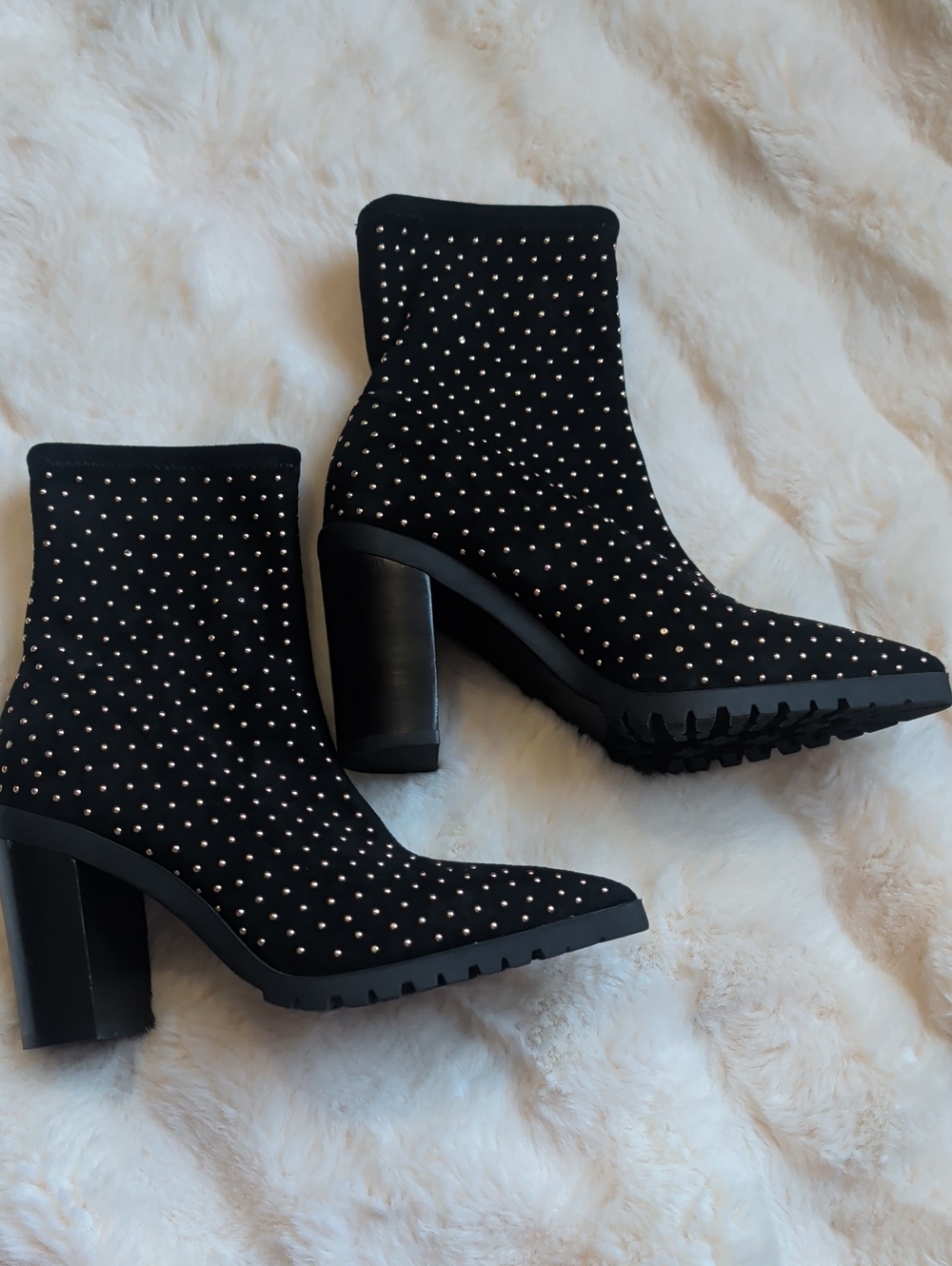 **2 for $40** Charles David Black Studded Stretch Sock Ankle Boots - Booties